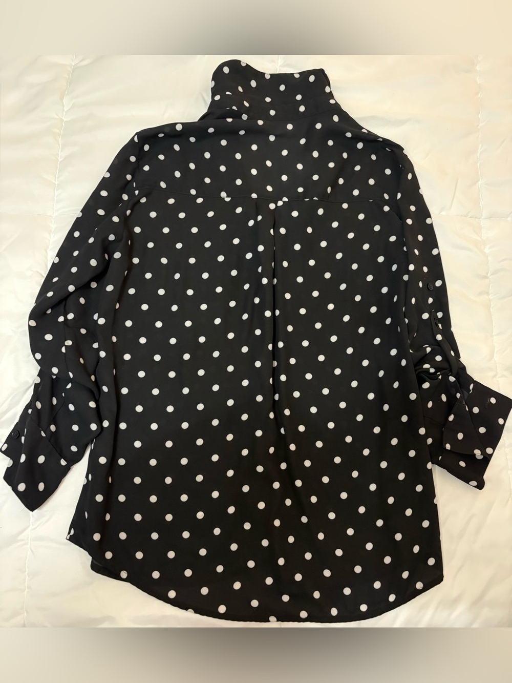 Express Portofino Black White Polka Dot Blouse | Chic Parisian Style Top - Picture 6 of 8